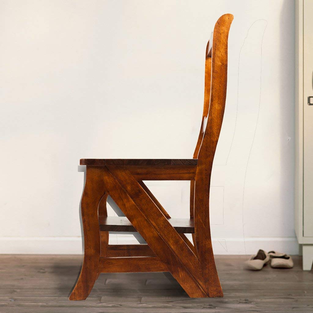 GZ Mobili per la casa Scale Multi-Funzione Sedie in Legno massello Pieghevole Dual Scopo Living Room Back Chair Ladder