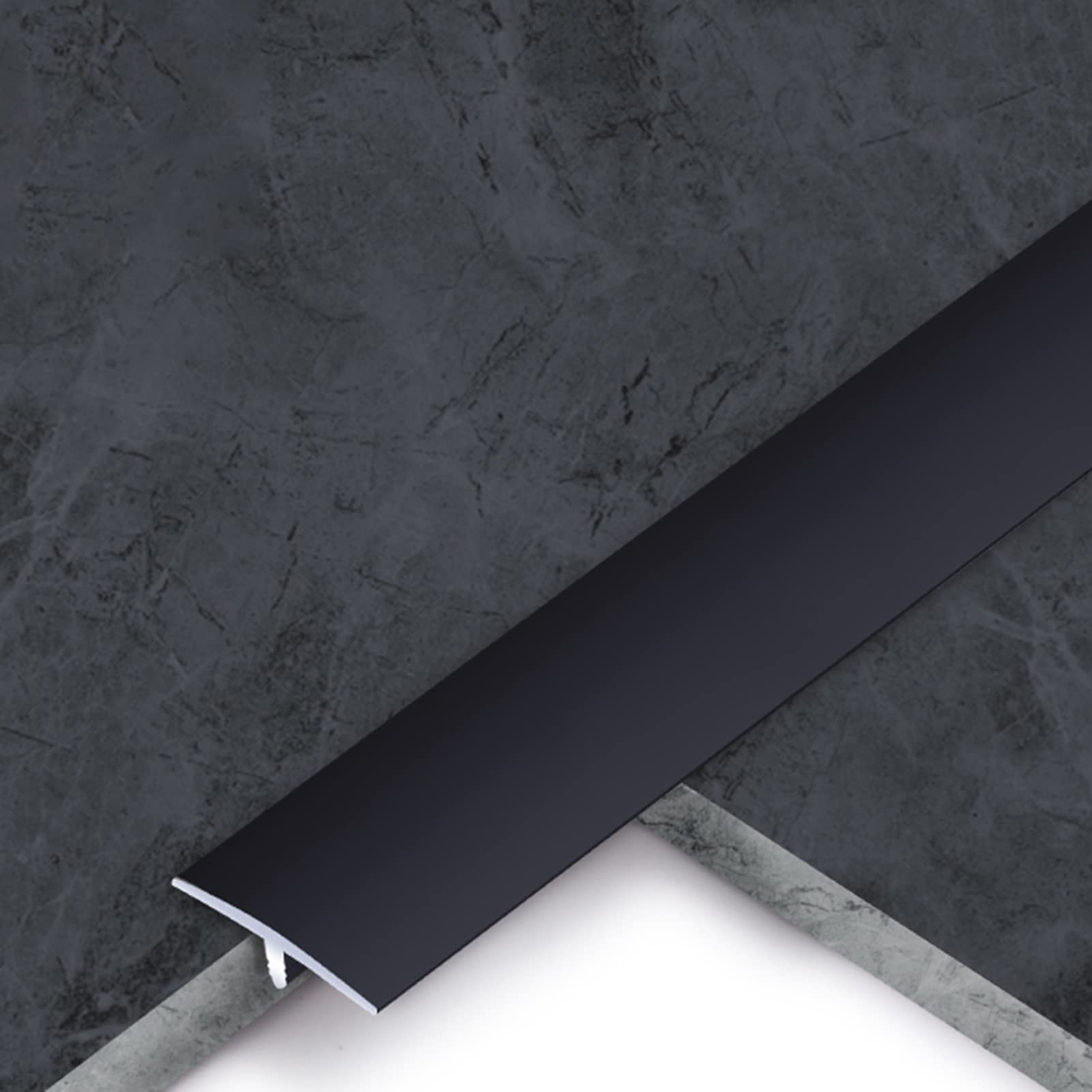 Remys Black Indoor Background Wall, Gold Silver Floor Cover Strip, T-Mold Metal Threshold Strips, Easy Clean Tile Seams Transition Strips(,125Cm/49.2In)