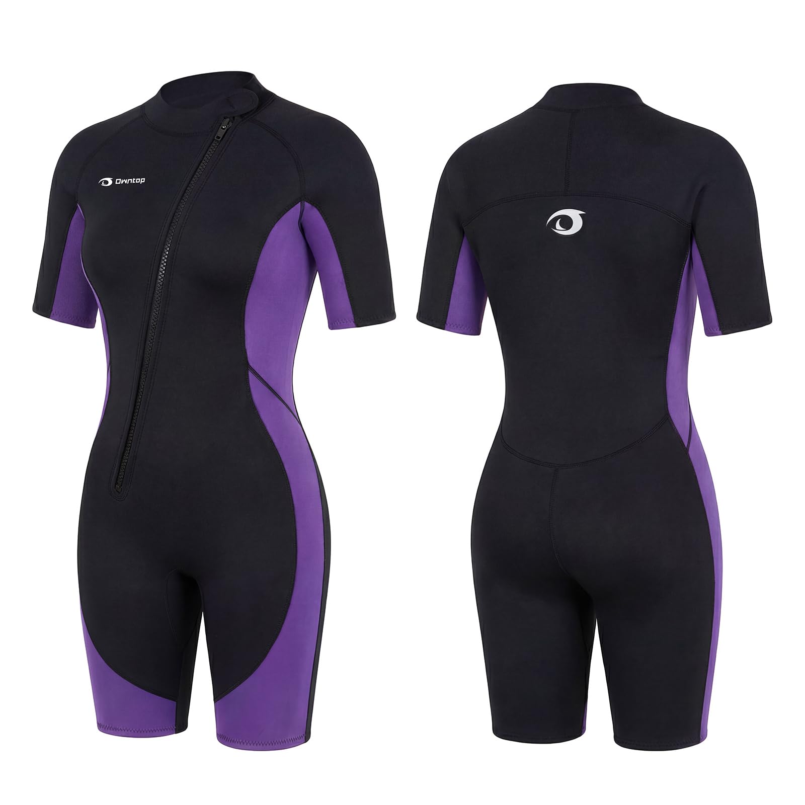 Owntop Muta da donna Shorty 3 mm Neoprene con cerniera frontale per surf nuoto immersioni triathlon