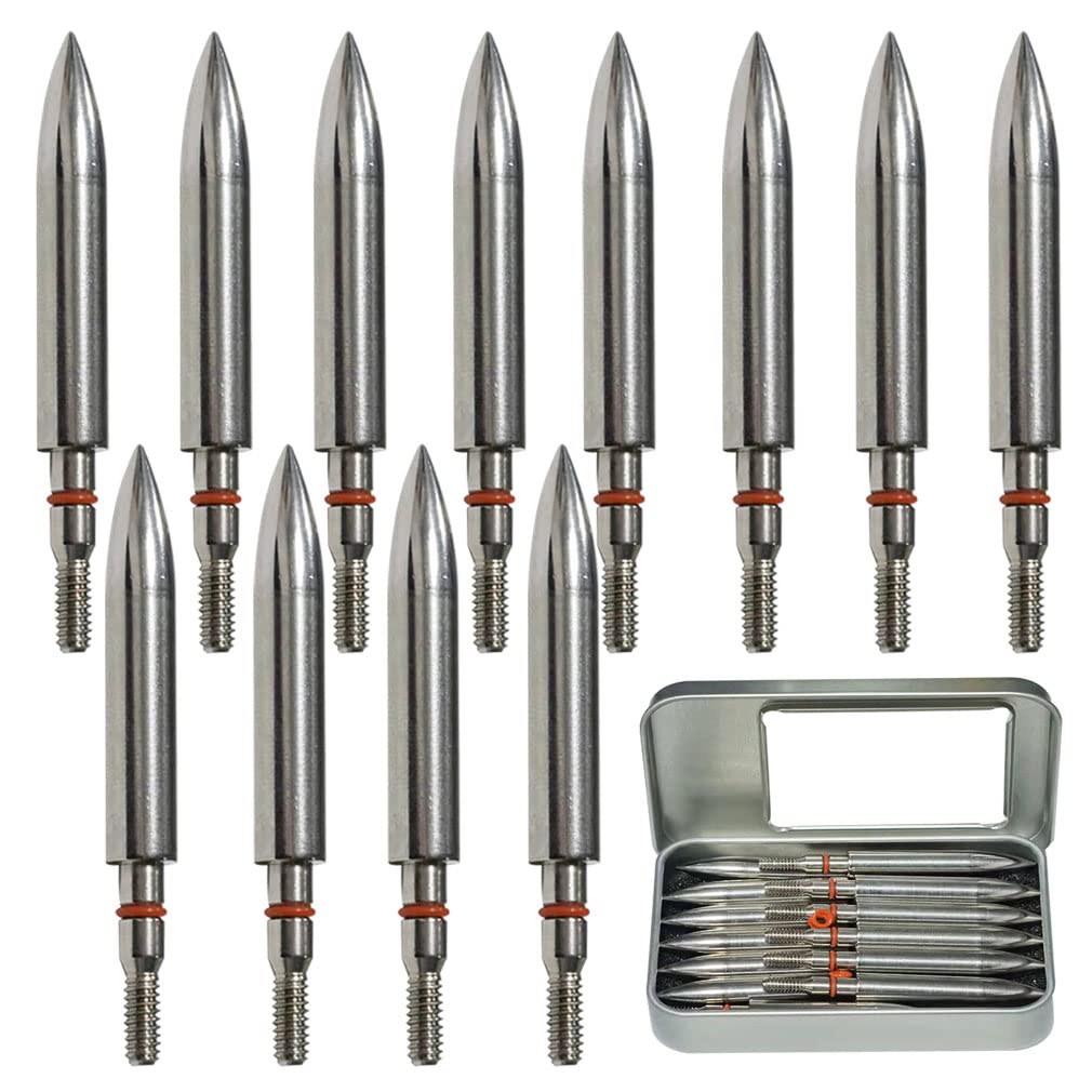 100/125/150/200/300 Grains Archery Field Points Practice Field Tips, Archery Target Practice Hunting Arrow Tip for Recurve, Compound Bow Crossbow, Stainless Steel Screw in Broadheads