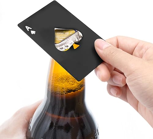 Miniatura 2 de Tarjeta de póquer plana de acero inoxidable, 2 unidades, abrebotellas de cerveza, tamaño portátil de la tarjeta de crédito, abrelatas para bar de