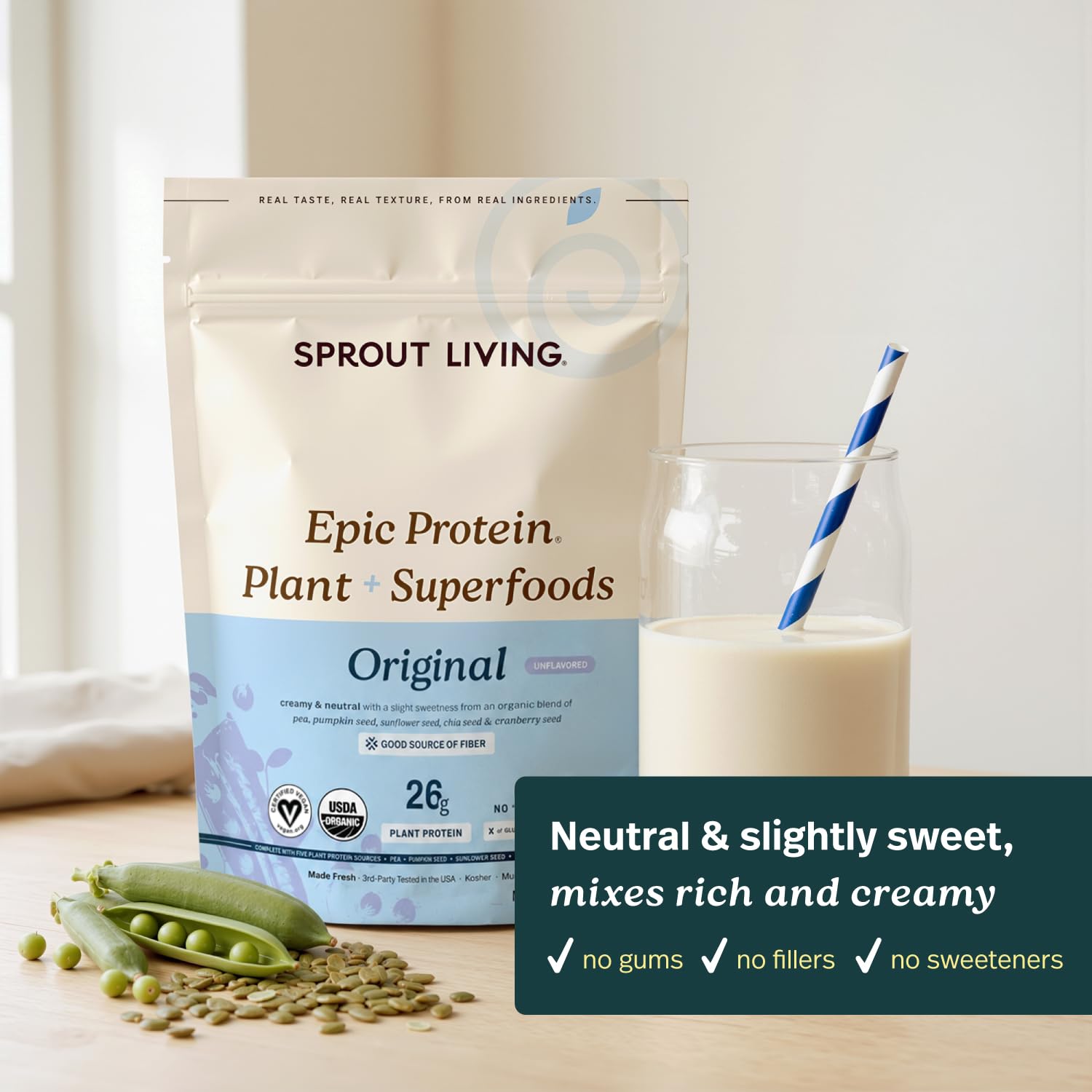 Plant Based Protein & Superfoods Powder, Original, Unflavored | Organic Protein Powder, Vegan, Non Dairy, Non-GMO, Gluten Free, Sugar Free, Perfect Keto Drink Mix (1 lb) — Amazon image 5