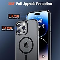 Vista 4 de SUPFINE - Funda magnética para iPhone 14 Pro Max (compatible con MagSafe), (protección contra caídas de grado militar de 10 pies), delgada, Negro