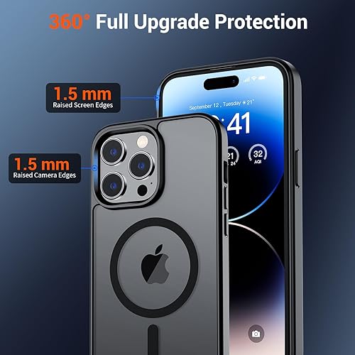 Miniatura 4 de SUPFINE - Funda magnética para iPhone 14 Pro Max (compatible con MagSafe), (protección contra caídas de grado militar de 10 pies), delgada,