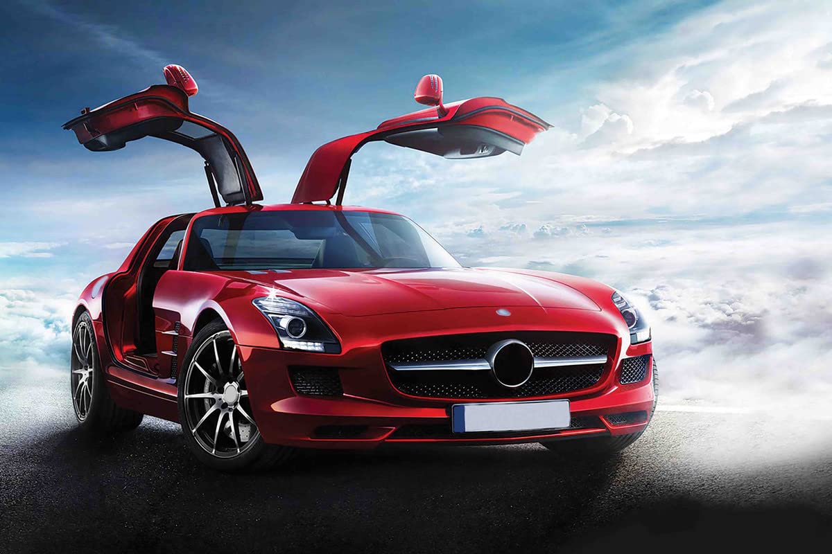 Yellow Alley Red Car PosterModern Car PosterDecorative Poster for