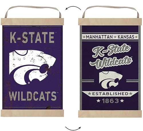 KH Sports Fan Reversible Banner Sign Faux Rusted Kansas State Wildcats