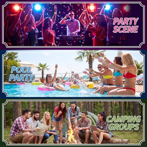 Image of Henoyso 600 Pcs Multicolor Plastic Wristbands for Events Vinyl Waterproof Pool Wristbands Neon Color Plastic Bracelet for Party Events Arm Band Identification for Concerts Carnivals