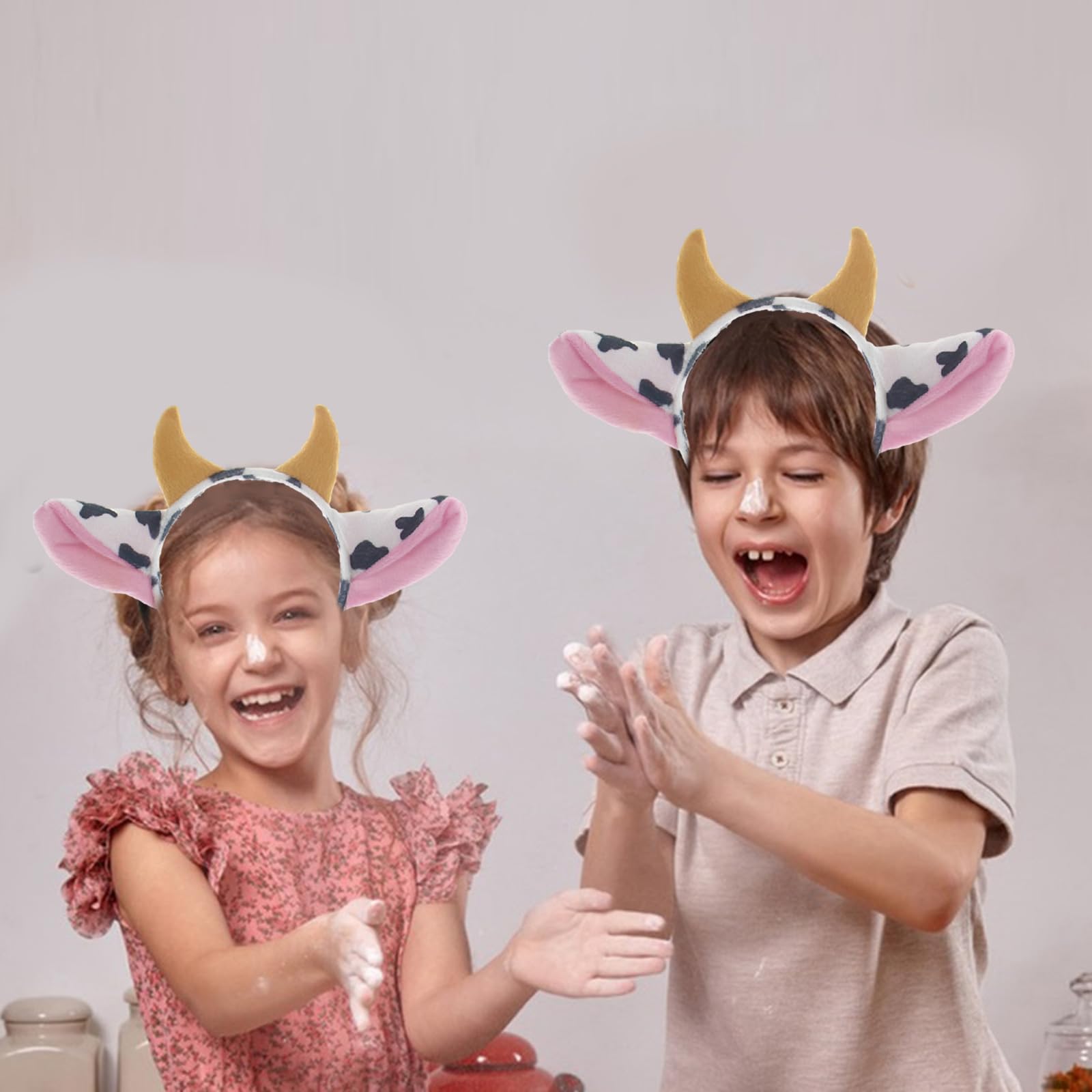 FOMIYES Cerchietto Con Orecchie Da Mucca E Corna - 2 Pezzi, Accessorio Per Capelli Divertente Per Halloween, Feste E Carnevale - Per Adulti E Bambini