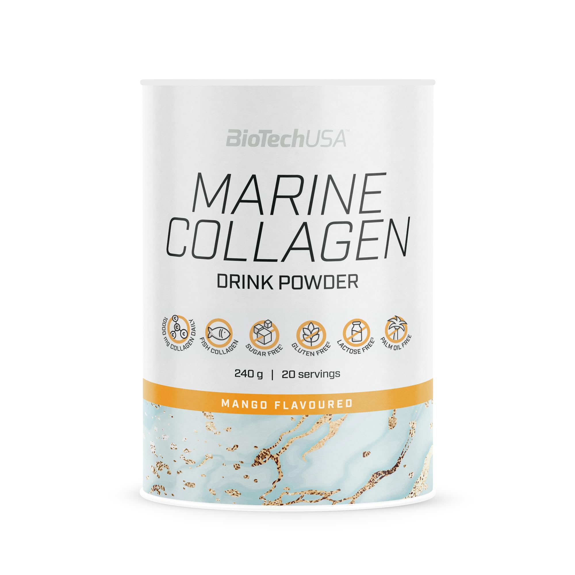 BioTechUSA Marine Collagen | collagene marino con vitamina C | Vitamina C per la normale formazione di collagene | da bere | 240 g, Mango