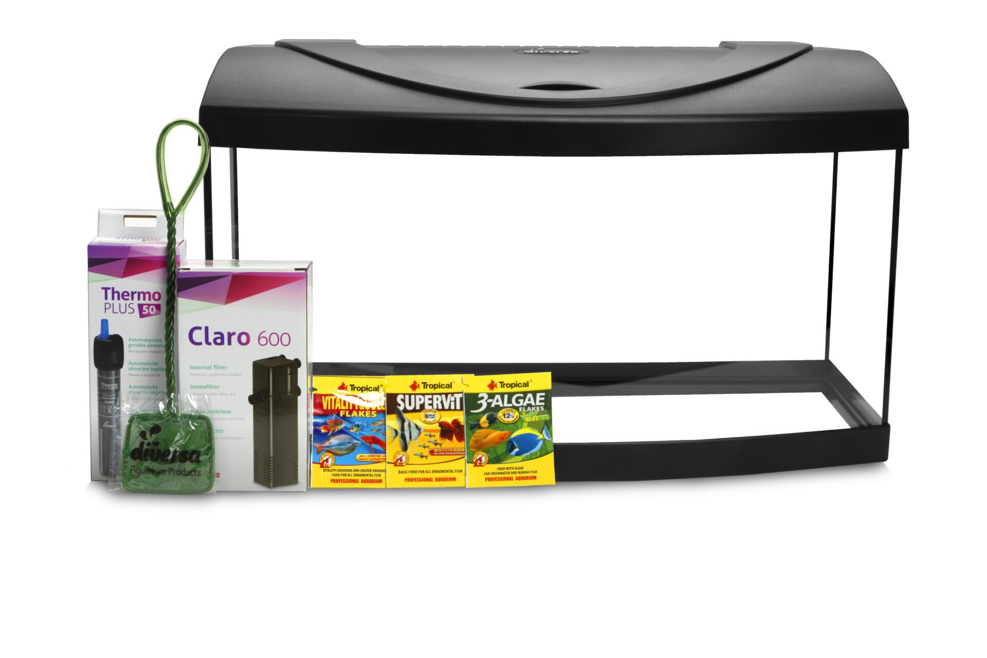 Diversa Startup 60 Zestaw Akwarystyczny, 54L, 60x30x30cm, LED 10W, z Filtrem Claro 600, Grzałką 50W, dla Początkujących