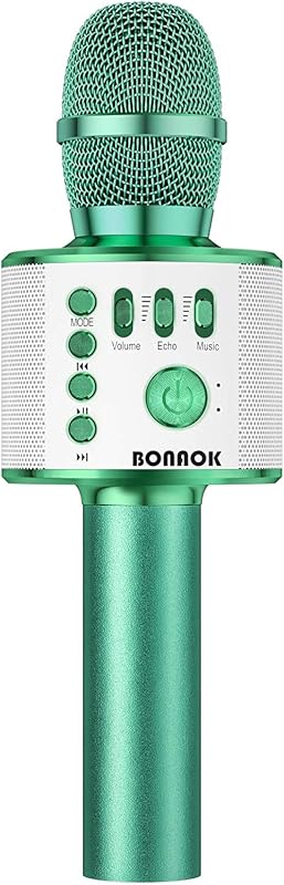 BONAOK Micrófono de karaoke Bluetooth, micrófono portátil para adultos y niños | Bluetooth 5.0, modo eco, parlante incorporado, tarjeta SD, para iPhone iPad, portátil, karaoke en casa, fiesta, regalos
