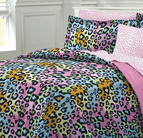 My Room Neon Leopard Ultra Soft Microfiber Girls Comforter Set, Multi-Colored, Twin/Twin X-Large