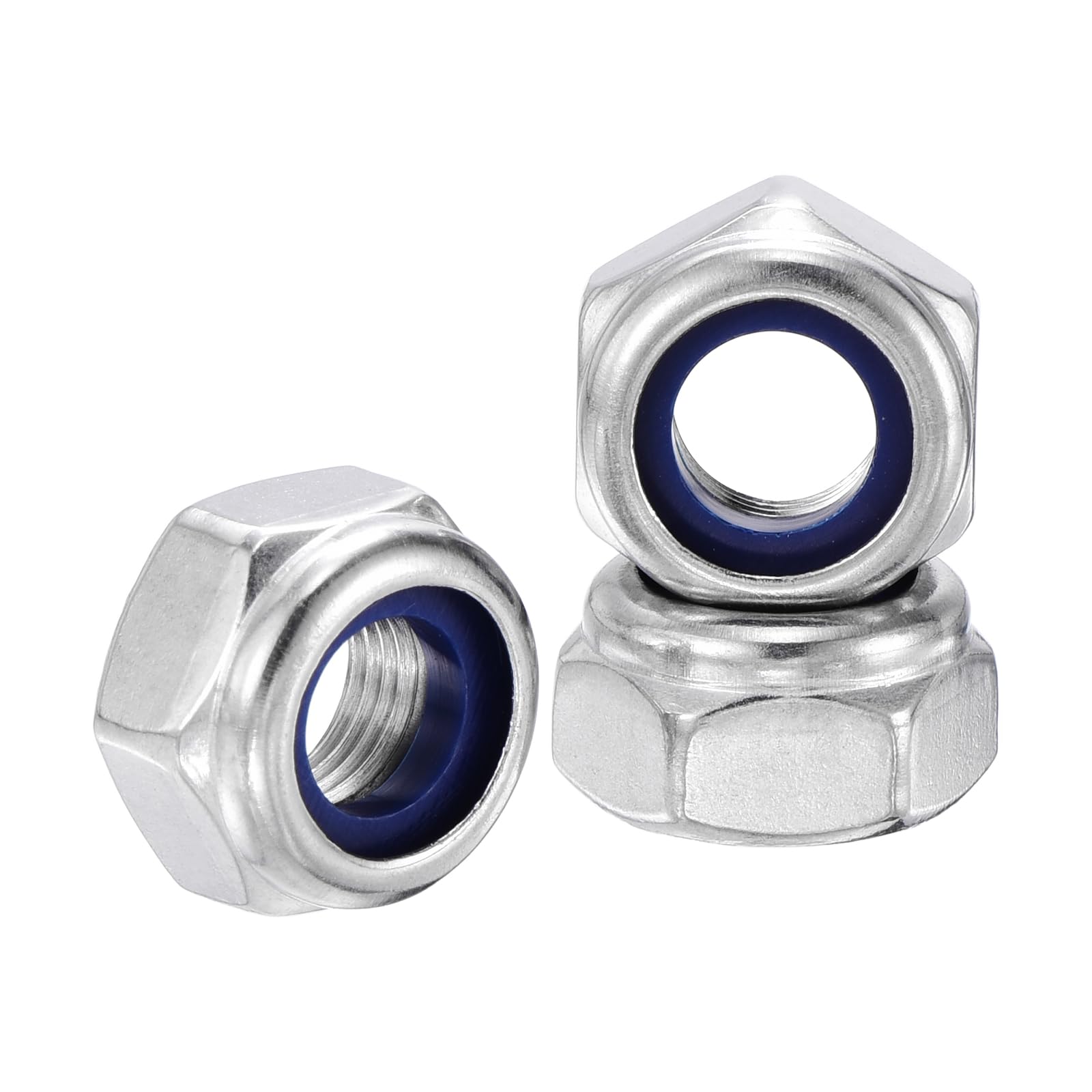 Kozelo 10Pcs M10-1 Nylon Locking Hex Nuts 304 StainlessSteel Silver