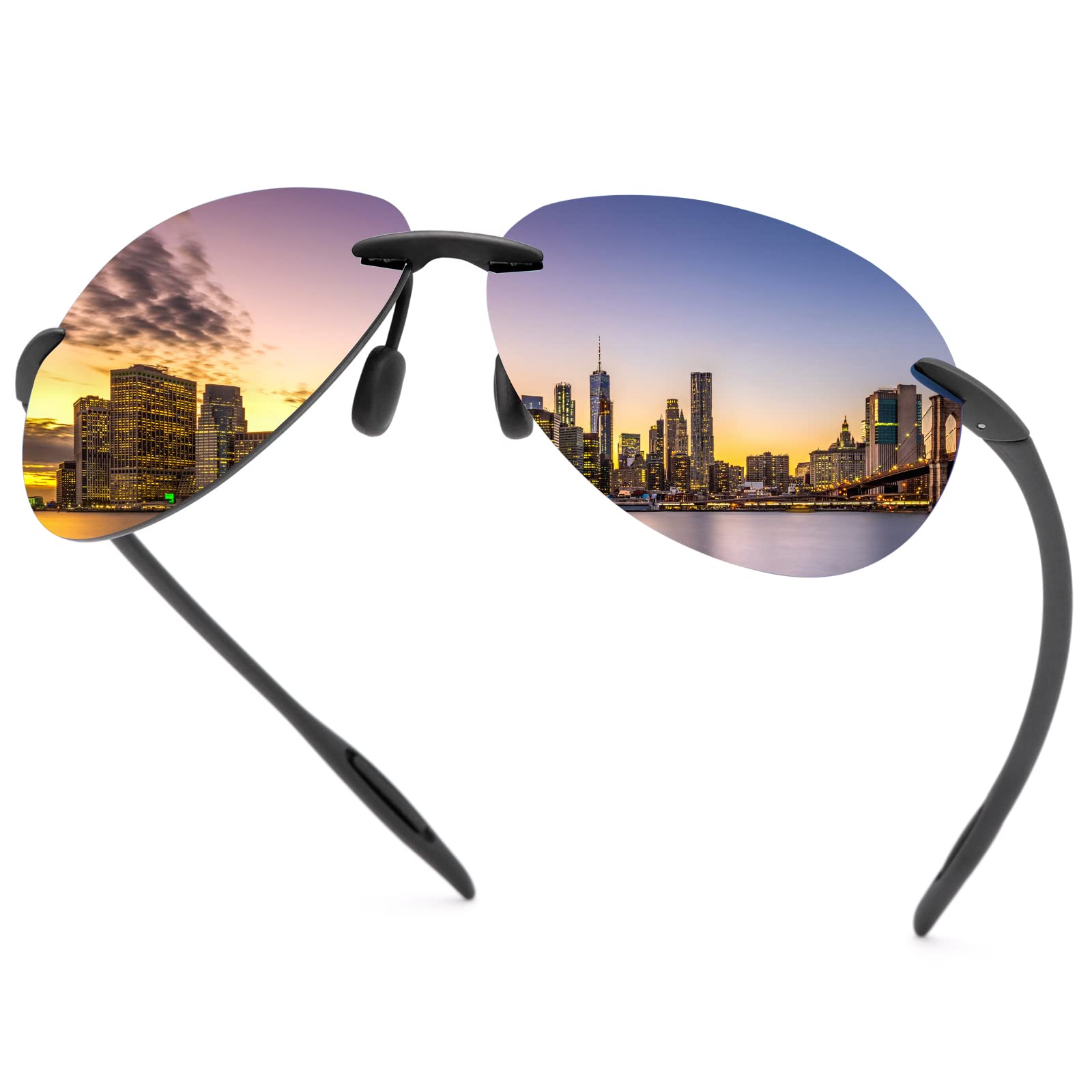 Rimless Polarized Sports Sunglasses for Men Women Driving Cycling Running Fishing Golf UV Protection Sun Glasses Fashion Unisex Shades Retro Eyeglasses Anti Glare Classic Mirror Lens Eyewear - Blue — image 1