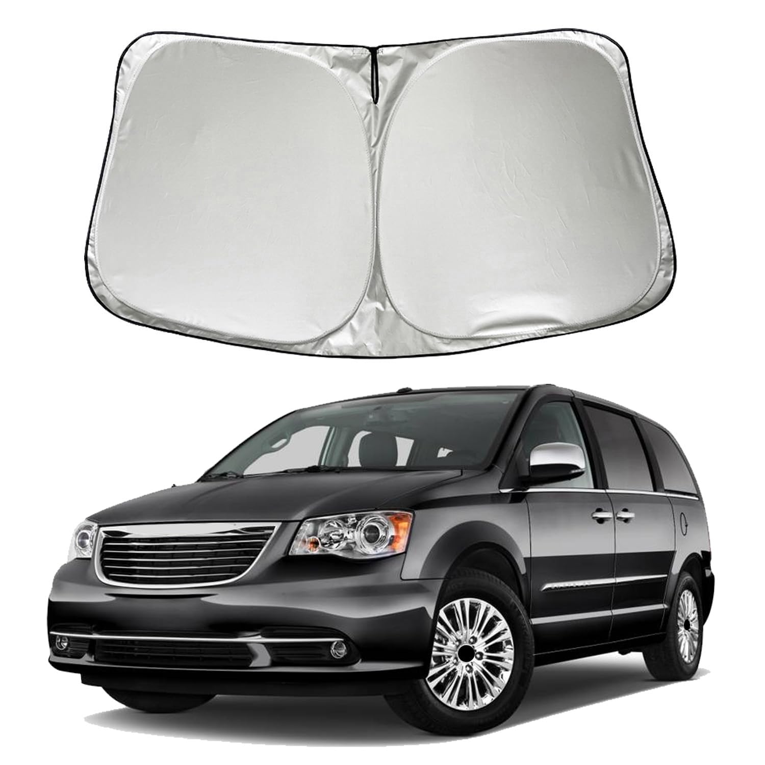 Parasol para parabrisas de coche compatible con Chrysler Town & Country Mini Van 2008-2018, accesorios plegables, visera parasol para ventana delantera de coche