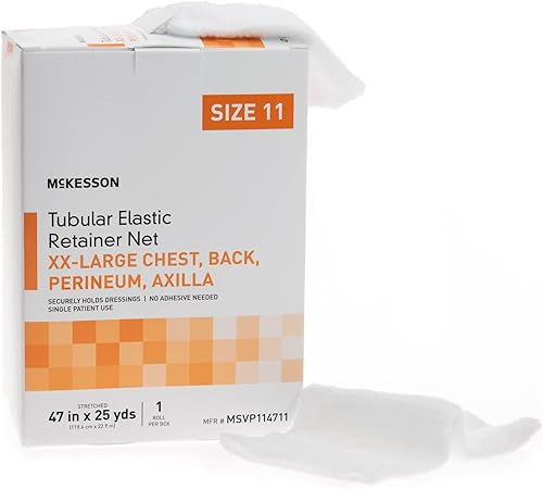 McKesson Vendaje tubular, retenedores elásticos para vendaje – Apósito para heridas secundarias, tamaño 11, 47 in x 25 yardas, 1 unidad, 1 paquete