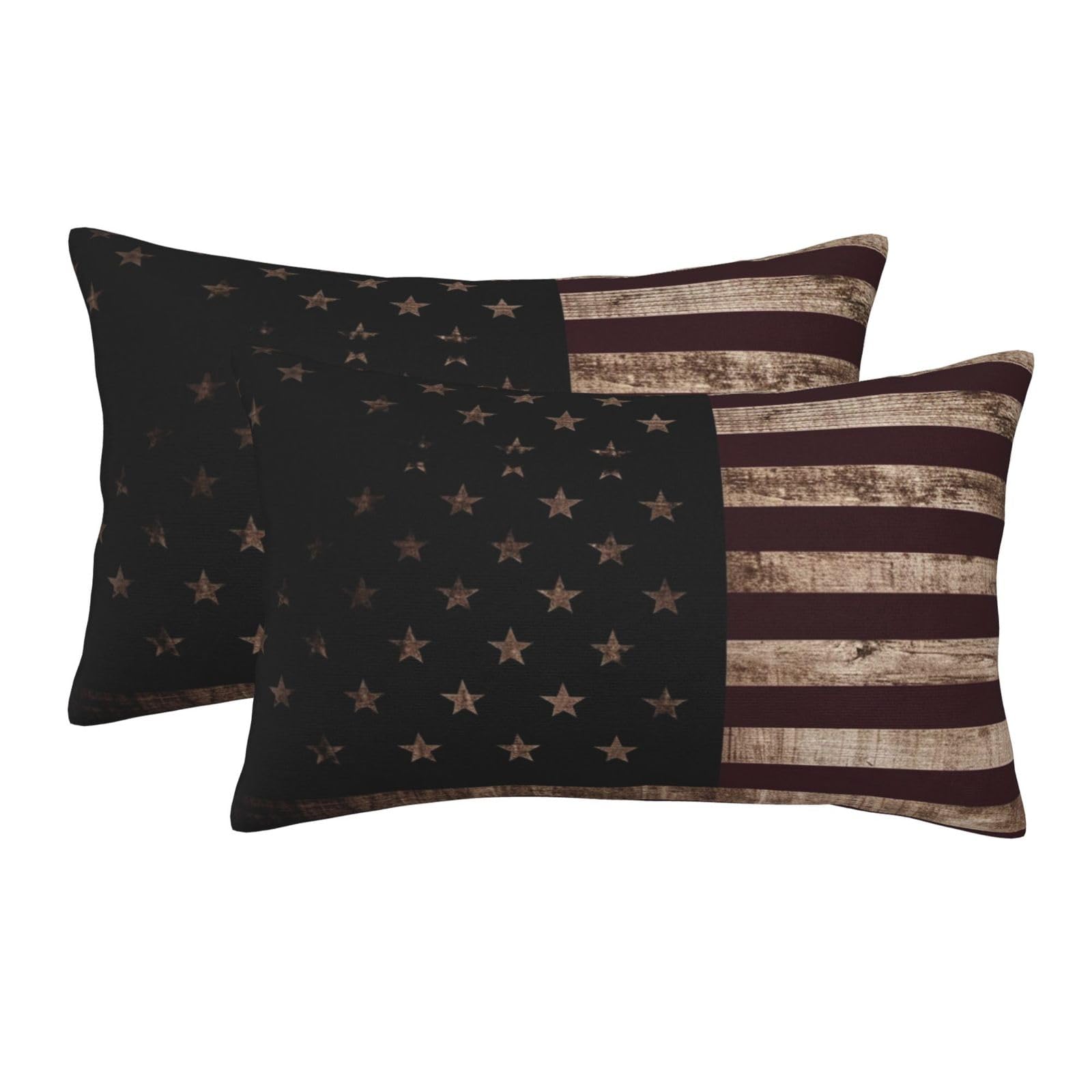 2 Pack Standard Size Pillow Cases for Hair and Skin Soft Breathable Pillow Case Covers with Hidden Zipper American Flag and Baseball bat Pillowcase 20"x30" Pillow Cover for Sleeping Gift