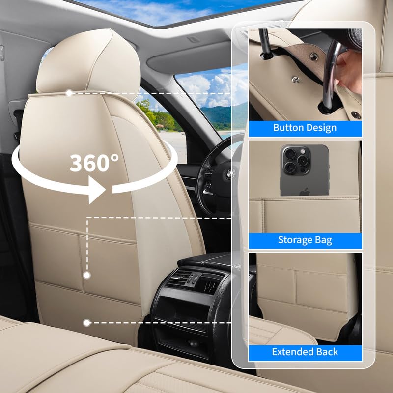Image of Front Seat Covers Fit for Chevy /Chevrolet Impala 2000-2020, Beige