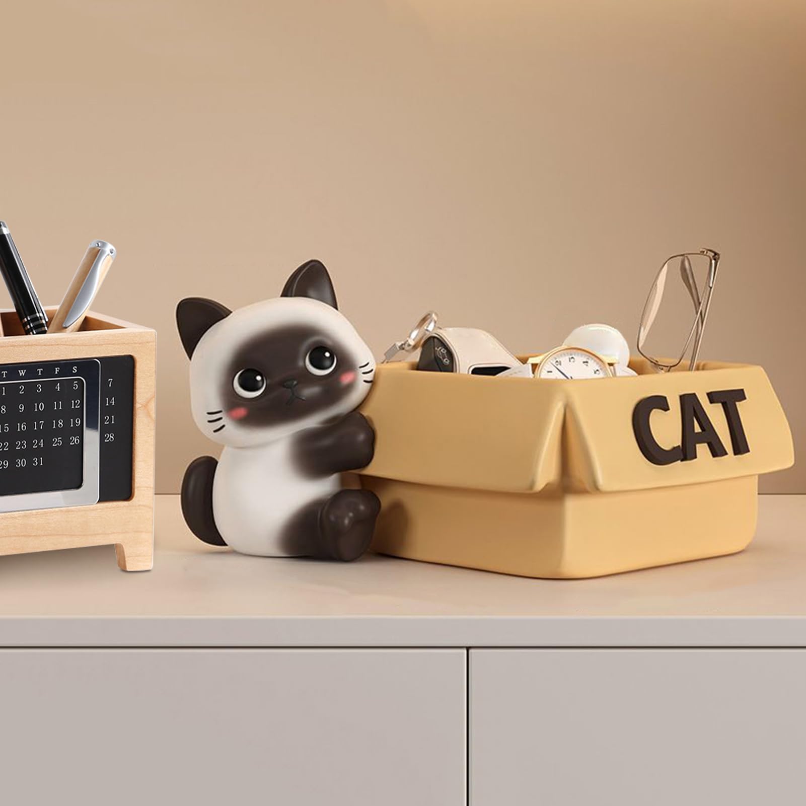 per caramelle a forma di gatto, per chiavi per tavolo d'ingresso, statua di gatto, scatola portaoggetti decorativa per caramelle, organizer da tavolo, decorazione per la casa