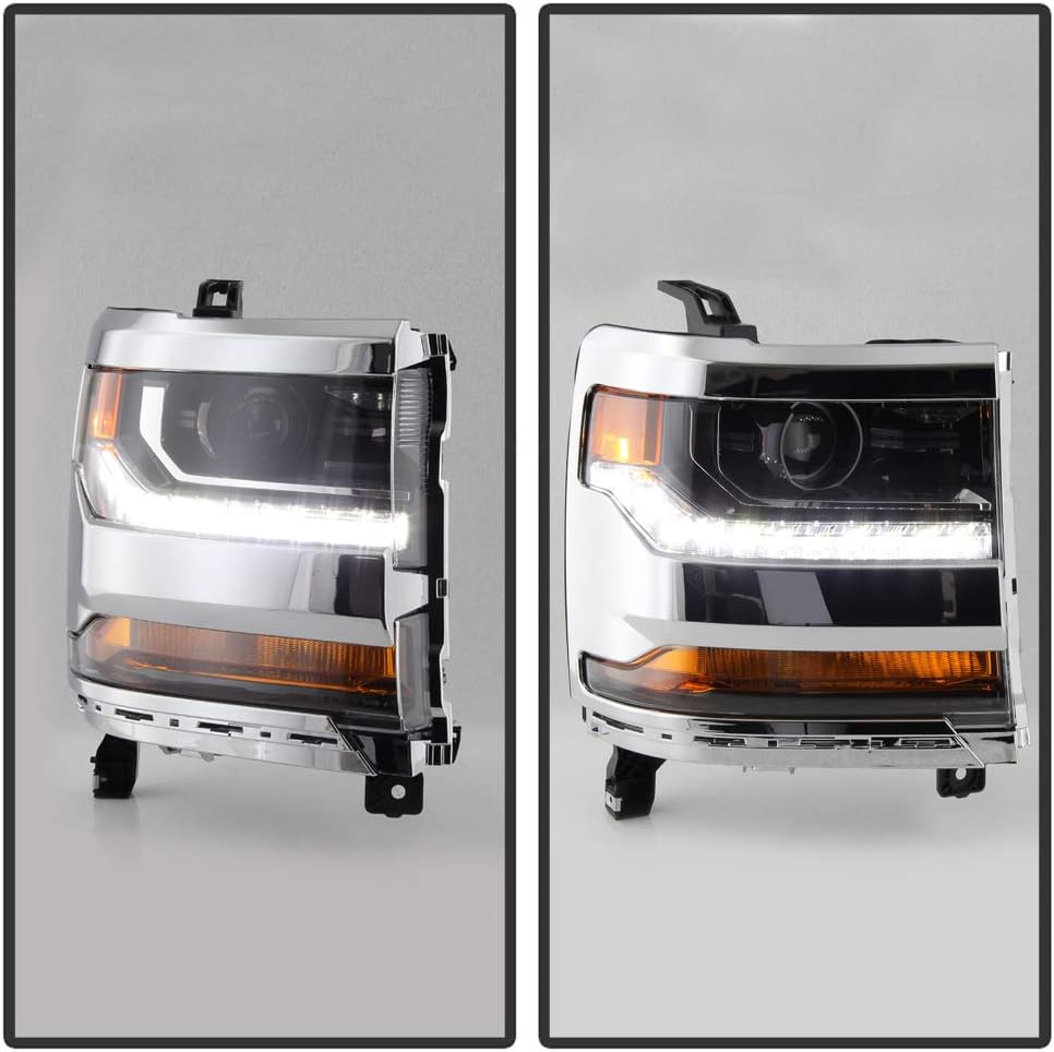 ACANII - For [HID/Xenon Model] 2016-2018 Chevy Silverado 1500 LED DRL Projector Headlight Headlamp Right Passenger Side