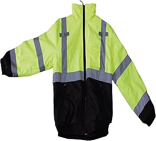 M DIAMOND M Unlined Bomber Jacket, Polyurethane Coated Polyester, High Visibility Lime & Black ,4 Pockets Zipper Closure (Case of 10) (as1, alpha, 3x_l, regular, regular)