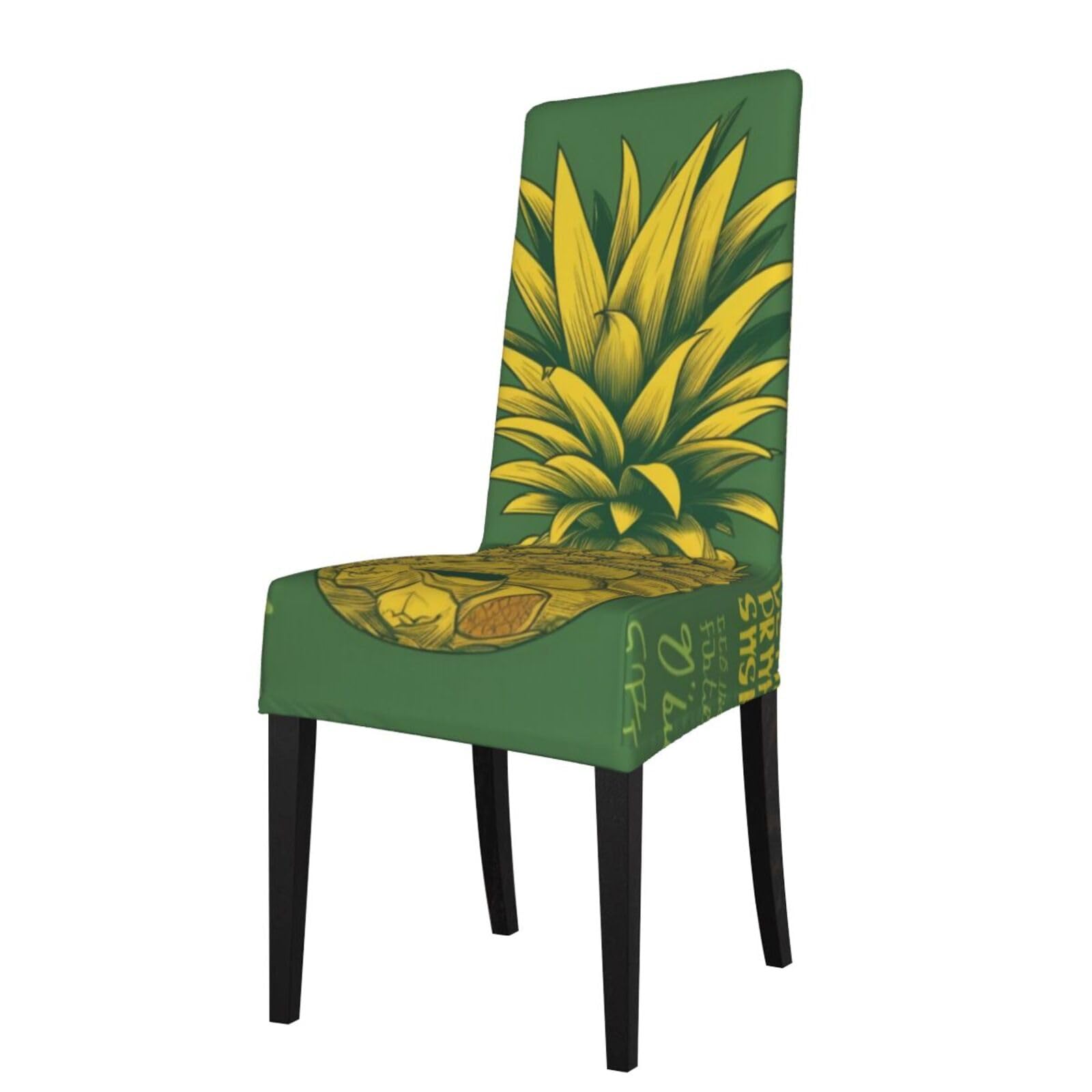 WPKJU Psych Pineapple Quote Print Dining Chair Covers Removable Chair Seat Covers Decorative for Kitchen & Bar Stools