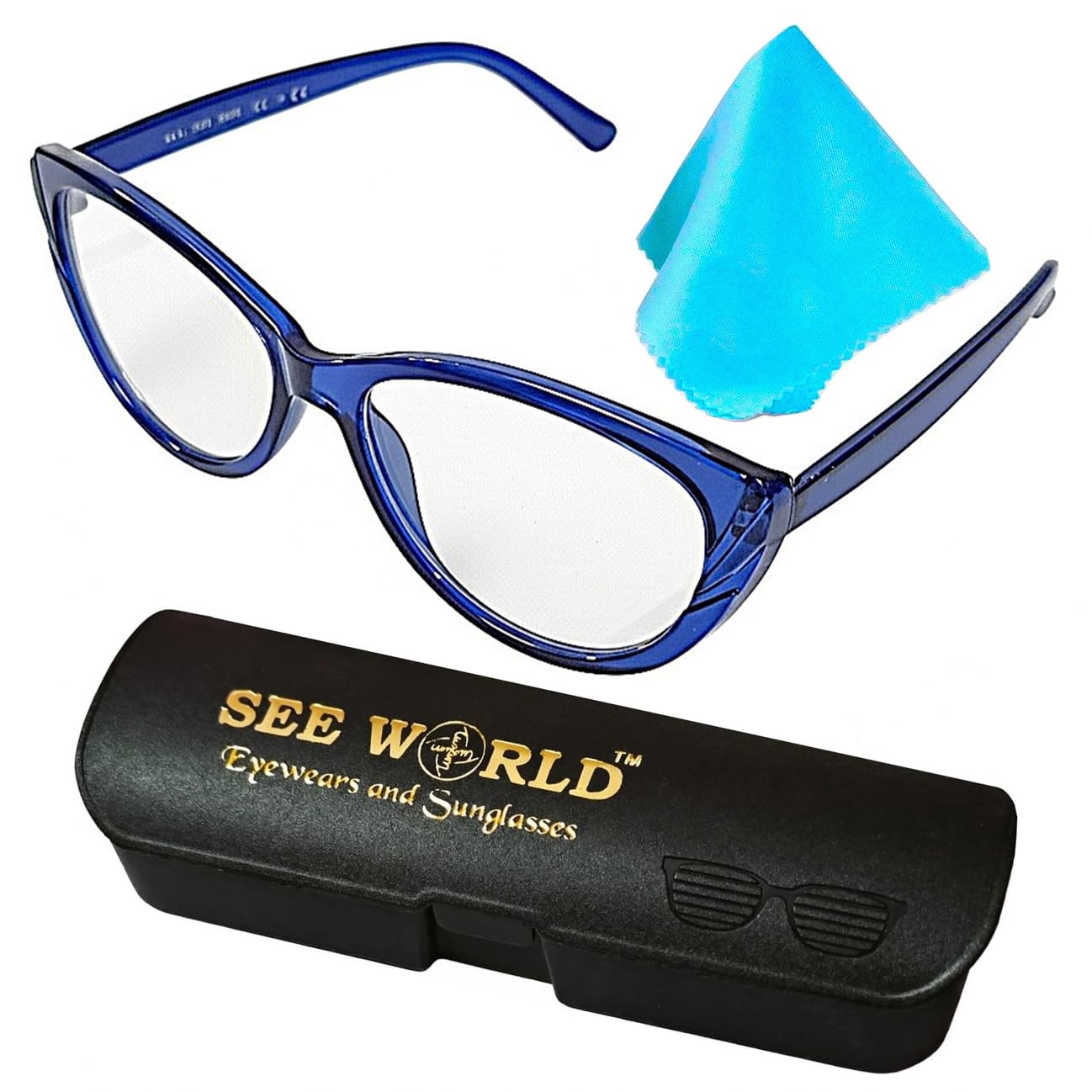 SEE WORLD - Cat Eye Style Frame Reading Eyeglasses Computer Spectacles for Girls, Ladies and Women with Hard Case and Microfiber Cleaning Cloth-image-27