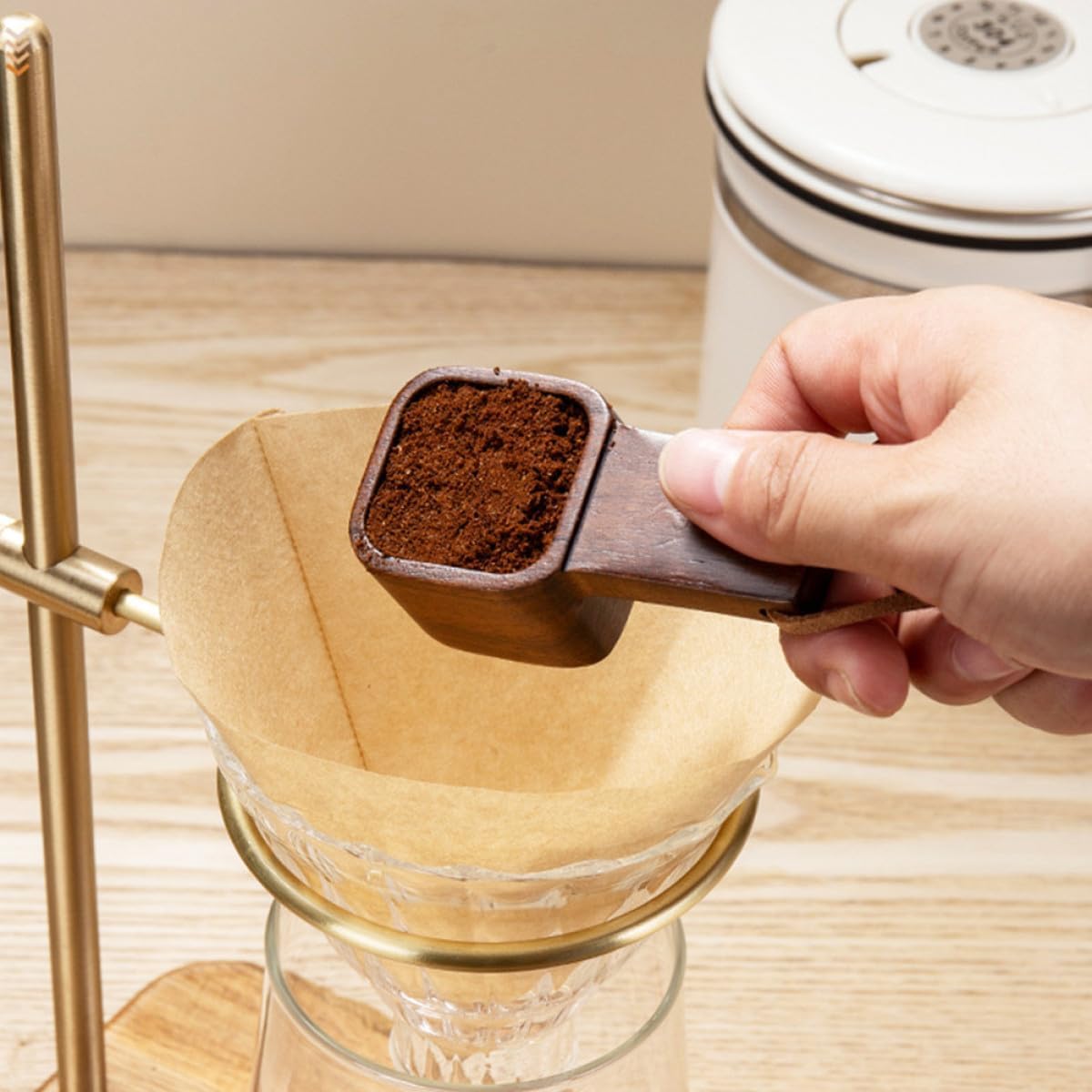 Wooden Coffee Scoop Measuring Spoon for Coffee Beans Single Short Handle Solid Wood Measuring Spoon and Sugar in Kitchen