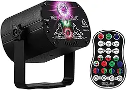 Luz de Festa Projetor LED RGB 3 em1 Laser Raio Holográfico Controle 60 Padrões Festa Balada (Preto)