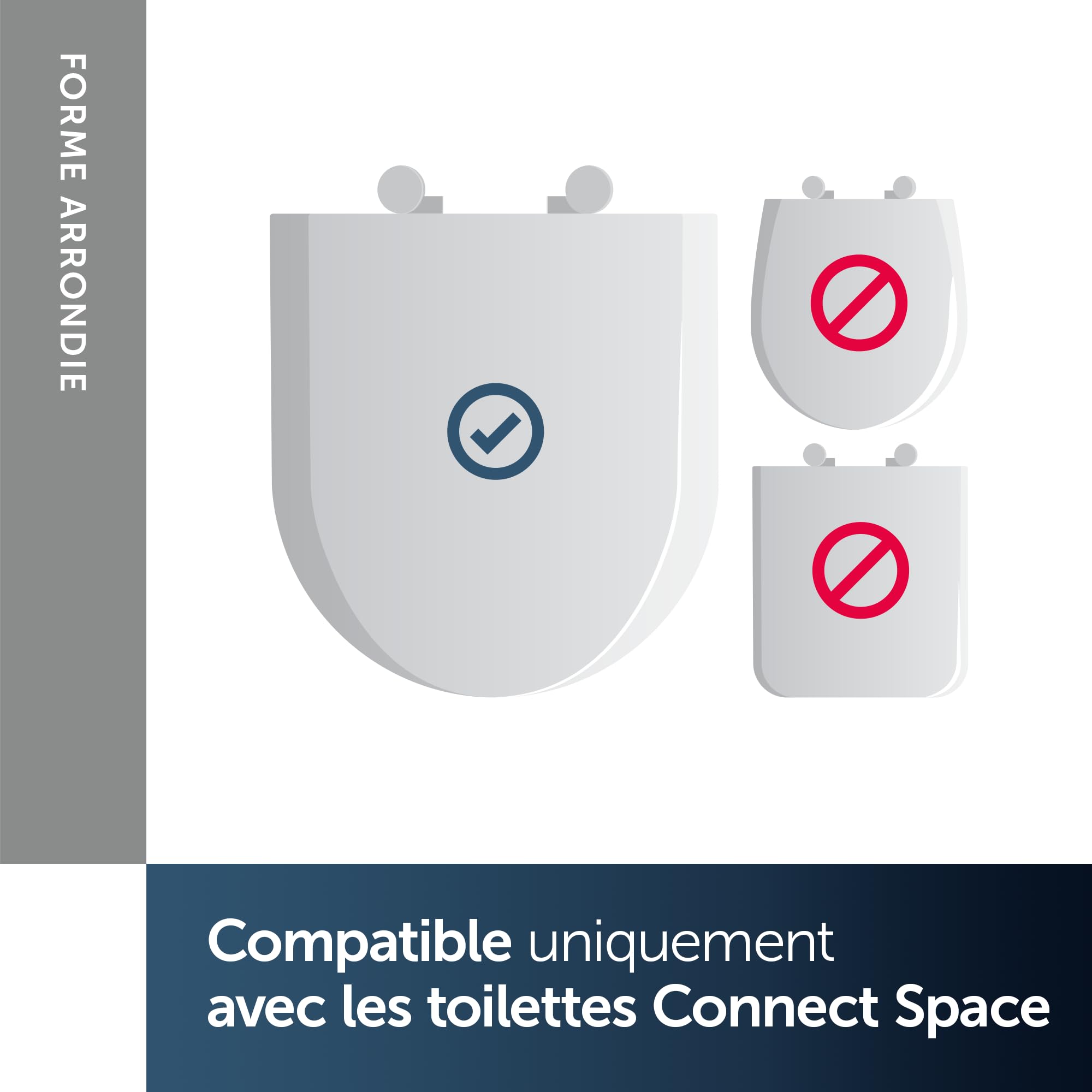 Ideal Standard Abattant WC E129001 Connect Space, Lunette WC recouvrant, Blanc - 39 cm long