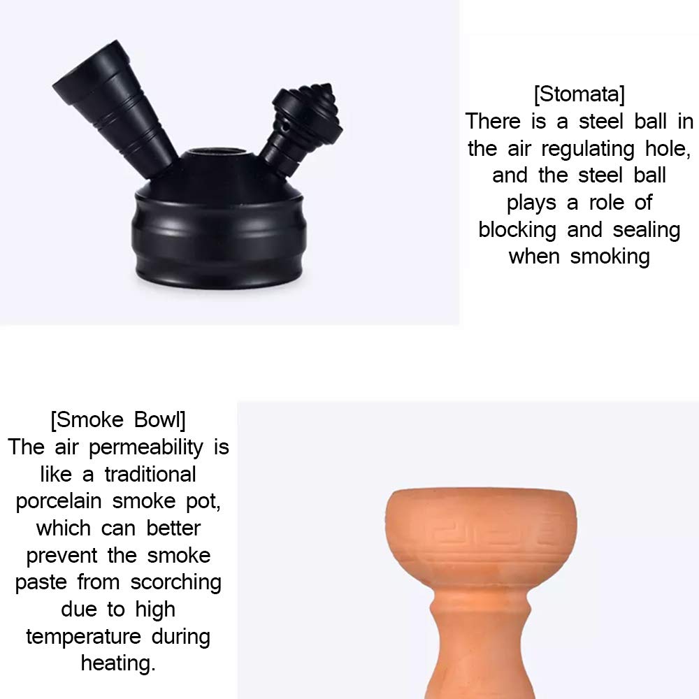 Juego para Fumar Hookah Pipe Shisha con Cuenco Shisha Starter Kit Viene con Clip de Carbón Gratis Y Lámina de Aislamiento Térmico Tubo Individual