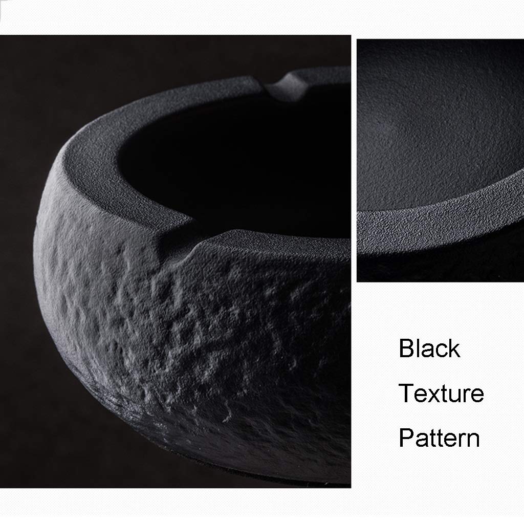 Posacenere da Fumo/Posacenere Tavolo in Ceramica Rotondo for sigari, portacenere for Fumatori, for Uso Interno o Esterno, Decorazione, Regalo, posacenere Nero/posacenere ，Posacenere(Black)