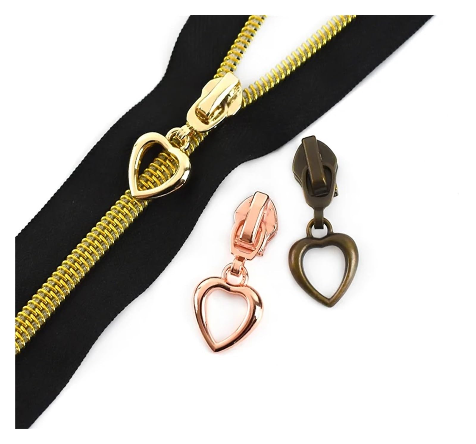 10/30/50 Pz 5# Cursori for Cerniere in Nylon Giacca Abbigliamento Zip Testa Tira Zip Kit di Riparazione Borsa Fai da Te for Cucire Estrattore Accessori(Gold,50PCS_NO5)