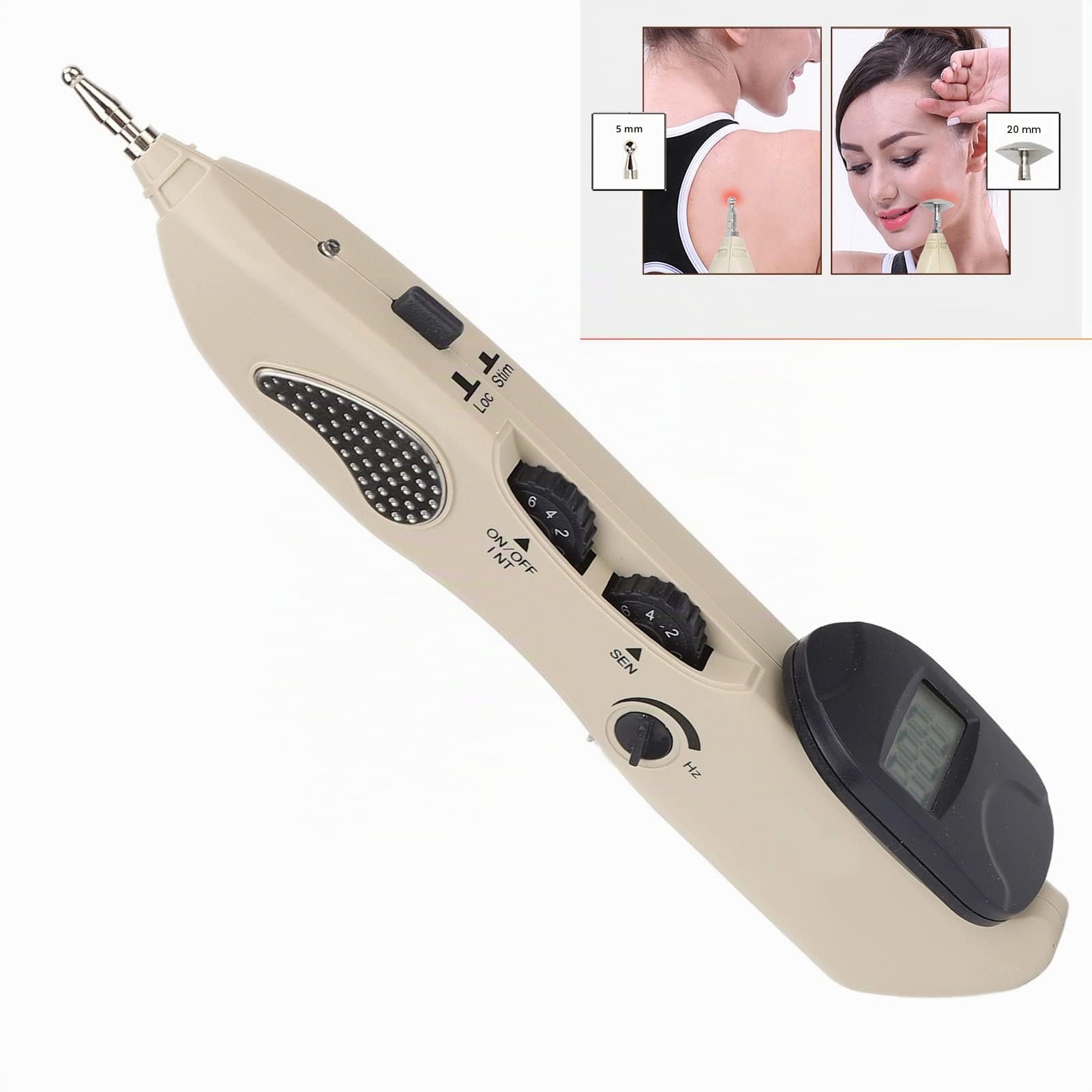 Lápiz de Acupuntura Recargable Masajeador de Meridiano Portátil con Adhesivo de Electrodo, Dispositivo de Acupresión de Mano