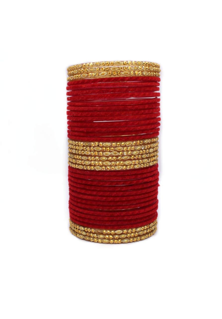 Globe Bangles Karva Chauth Glass Bangles Set with Fancy Golden Bangles set of 36 bangles for women & girls for parties and karva chauth Special (Red, 2.8) (B08JJJ389B) Amazon Price History, Amazon Price Tracker