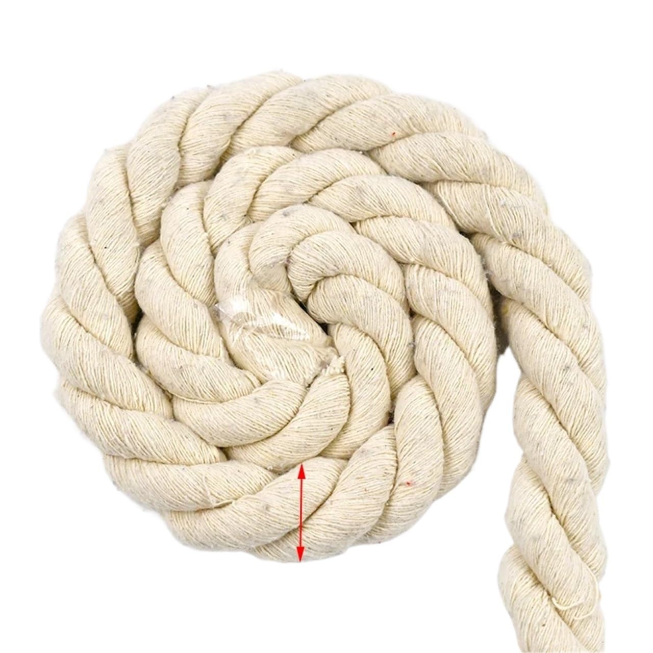 Twisted Cotton Cord 2/5/10M Beige 5-20mm Braid Macrame Cord 3 Shares Cotton Rope Twisted Ropes Thread Decorative String Bag(Beige-20mm,2Meters)