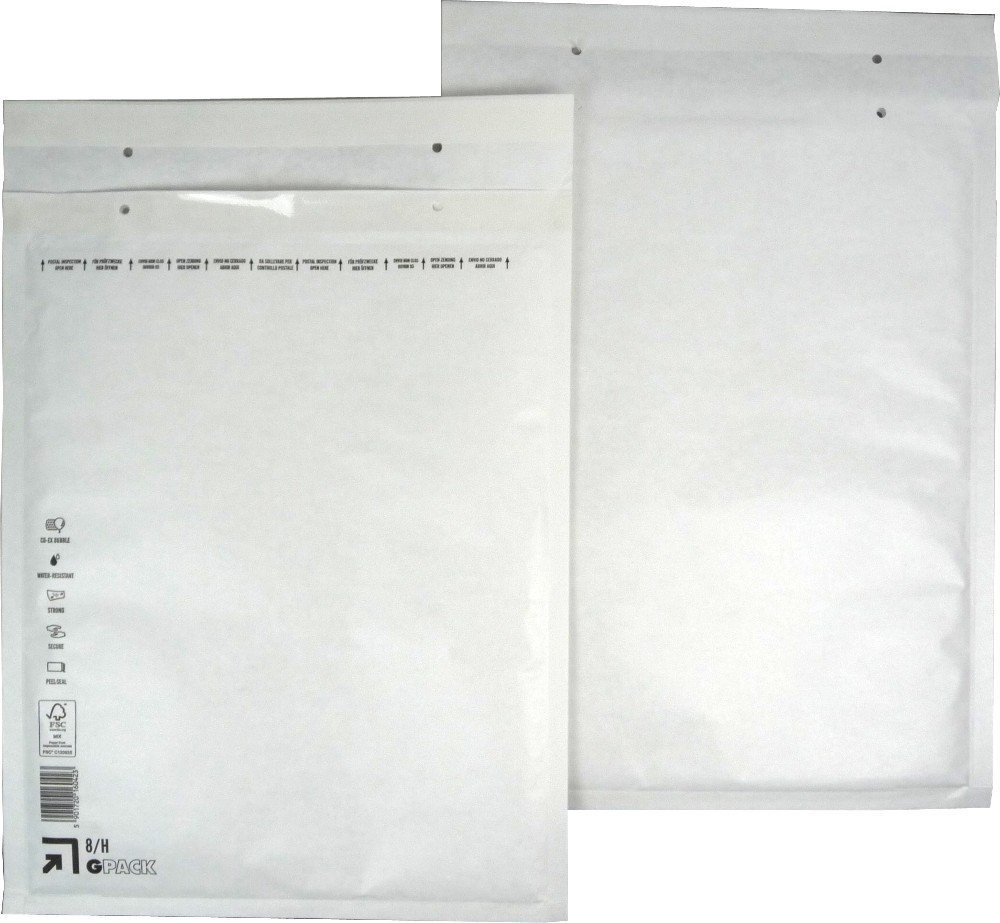 300 Stück Luftpolsterumschläge Luftpolstertaschen Versandtaschen 8/H 290x370 mm weiß