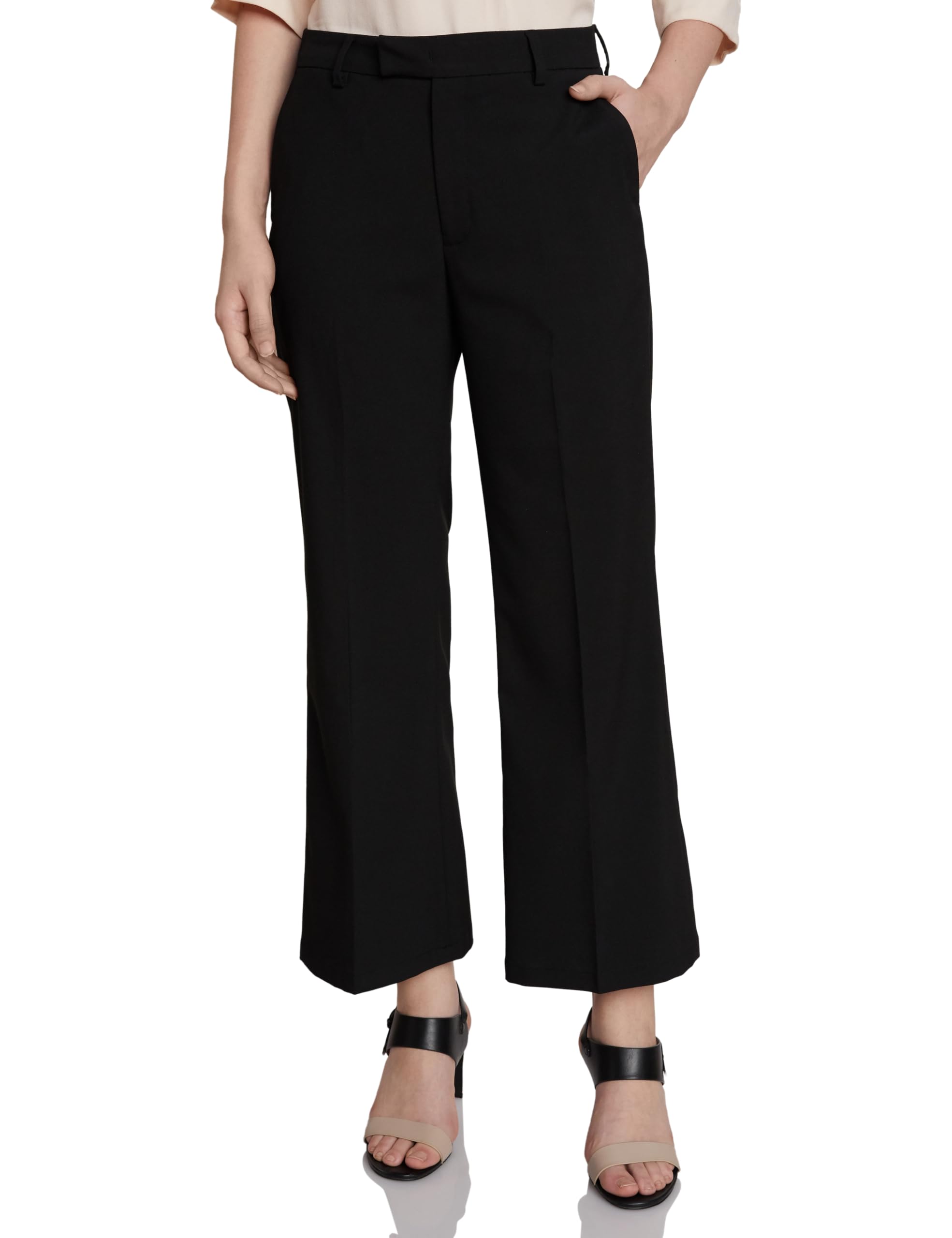 amazon brand - symbol Women's Flared Mid Rise Ankle Length Trouser (Formal Office Wear| Business Casual Pants) (Available in Plus Sizes)-picture-32