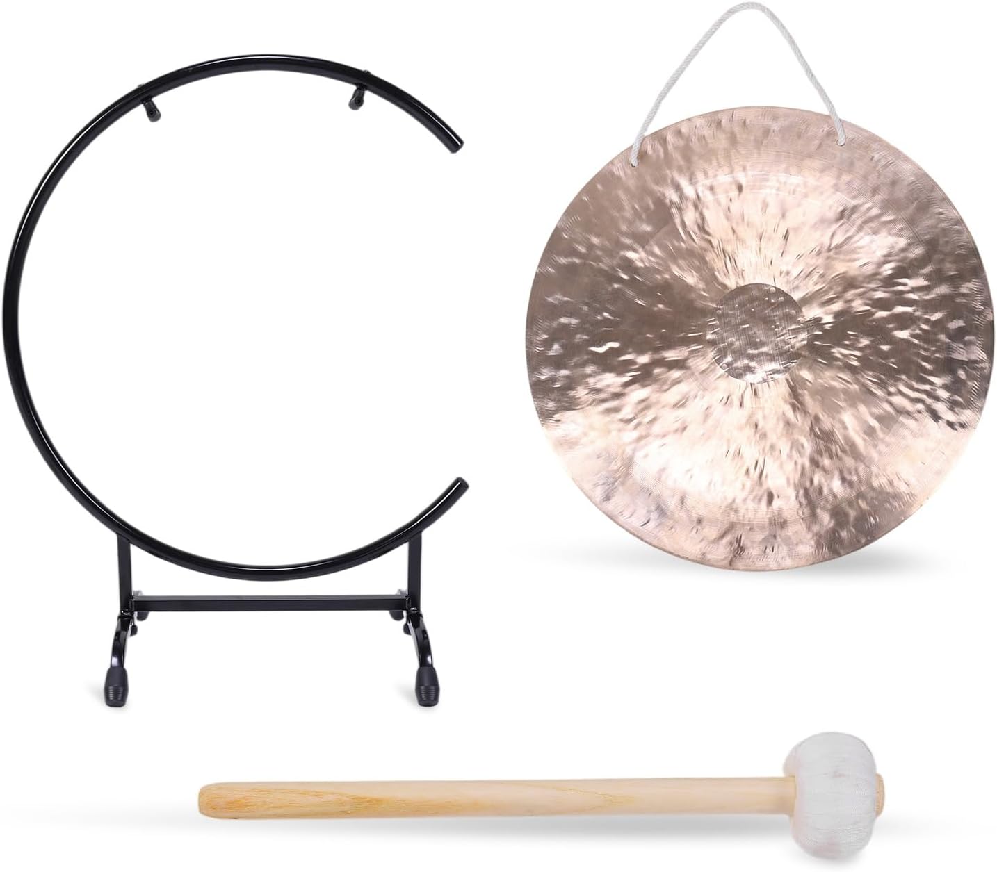 1 Set Chinese Feng Gongs with Stand & Mallet Mini Desktop Gong Chinese Table Gong for Home Decor Housewarming Blessing - Image 1 of 9