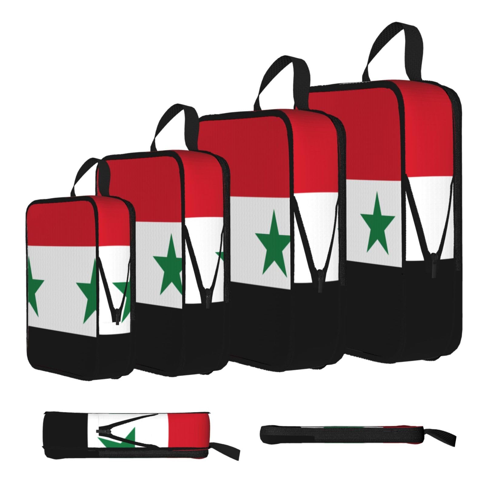 Sxzvvbn Black Flag Of The Syrian Arab Republic Compression Packing Cubes 4 Piece Set