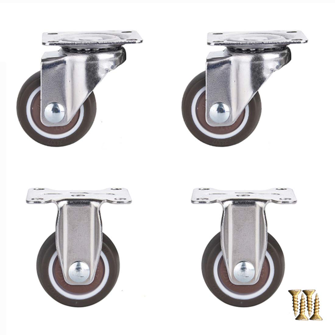 set di 4 ruote piroettanti, Ruota piroettante in gomma,Ruote girevoli mobili,Ruote girevoli per,Ruote for carrello,Ruote girevoli piccole,Ruote girevoli a piastra,con viti,4 pezzi (freno 25 mm/1 polli