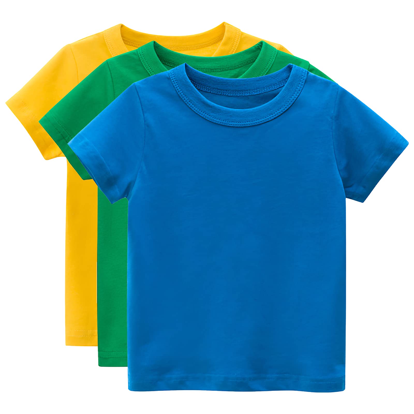 amropi Camisetas de Manga Corta Niños Pack de 3 Algodón Blusa Verano Tops 1-7 Años