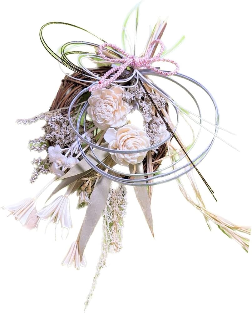 2.自家栽培ドライフラワー含む　正月飾り　松飾り　注連縄　スワッグ  リース 楽天市場】ドライフラワー リース スワッグ しめなわ お正月 『松