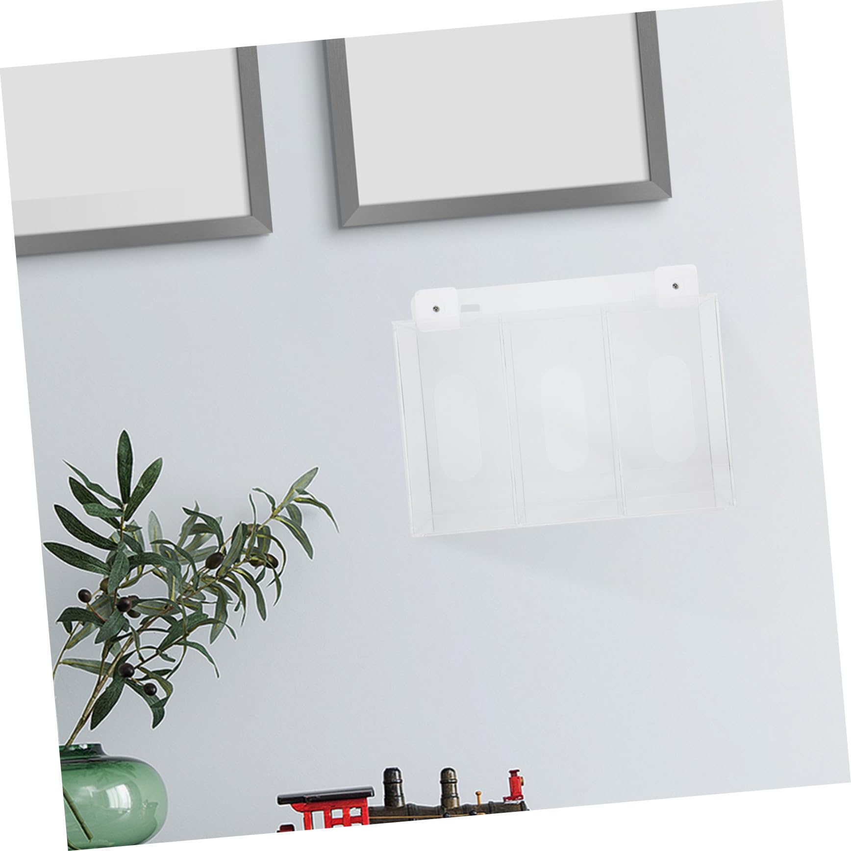 Gatuida Dispenser Guanti da Parete in Acrilico 3 Scomparti Resistente per Laboratorio Porta Maschere e Guanti Organizer Trasparente