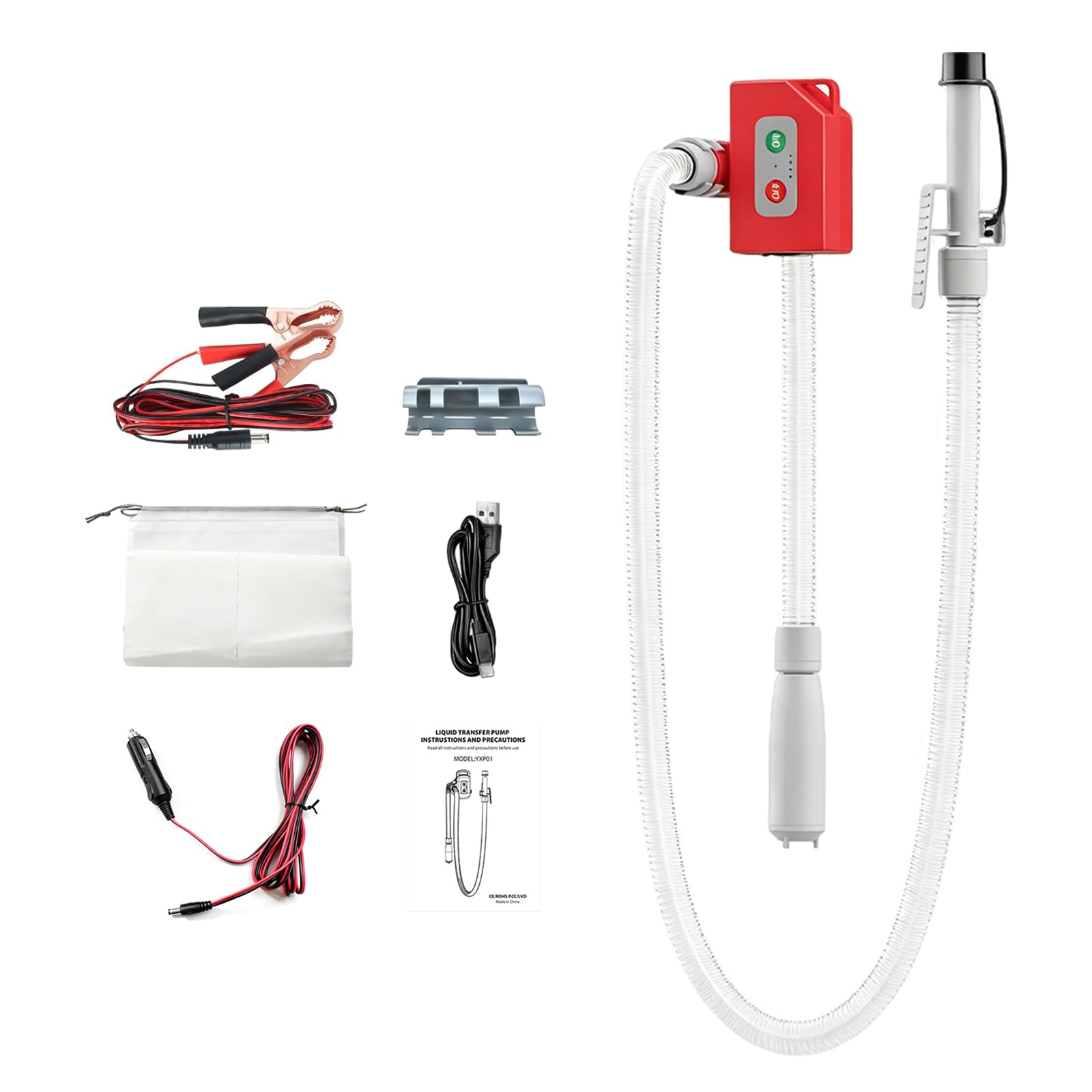 Pompe à carburant électrique, avec capteur d'arrêt automatique, 2,4 GPM, batterie rechargeable, moteur sans balais, inclut sac de rangement, compatible essence, kérosène, diesel et huiles légères