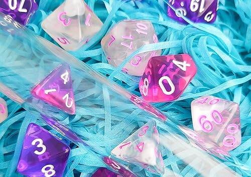Miniatura 6 de vvpesca DND - Juego de 7 dados poliédricos para TTRPG, Calabozos y Dragones, Juegos de rol - Dados del sistema D20 Barbie Pink DiceIvory-Pink