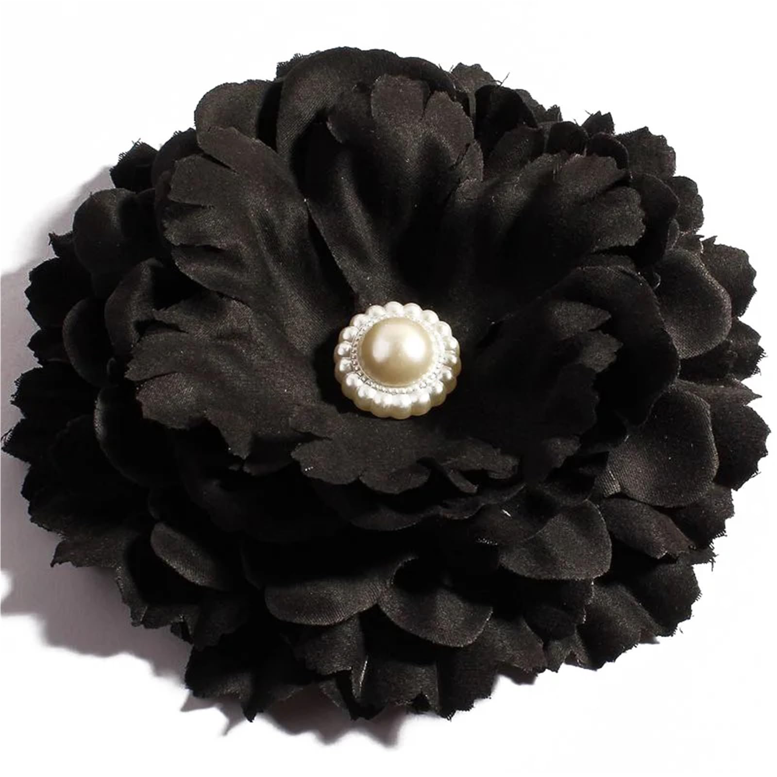 MDSRFGN Fabric Flowers 10pcs 11CM 20Colors DIY Shabby Artificial Shaped Fabric Hair Flowers With Pearl Buttons For Girl Headbands(Black)