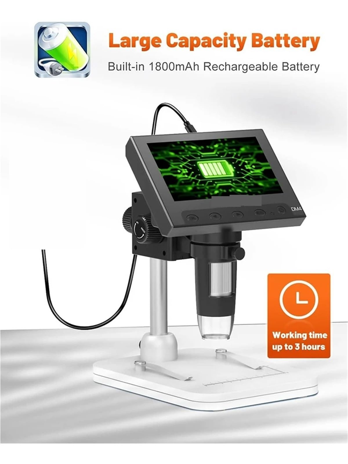 Microscopio, Mirino digitale da 4,3'', mirino video 1000X con 8 luci LED regolabili, visualizzazione PC for saldatura for adulti, spedizione gratuita,Prodotti scientifici e da laboratorio