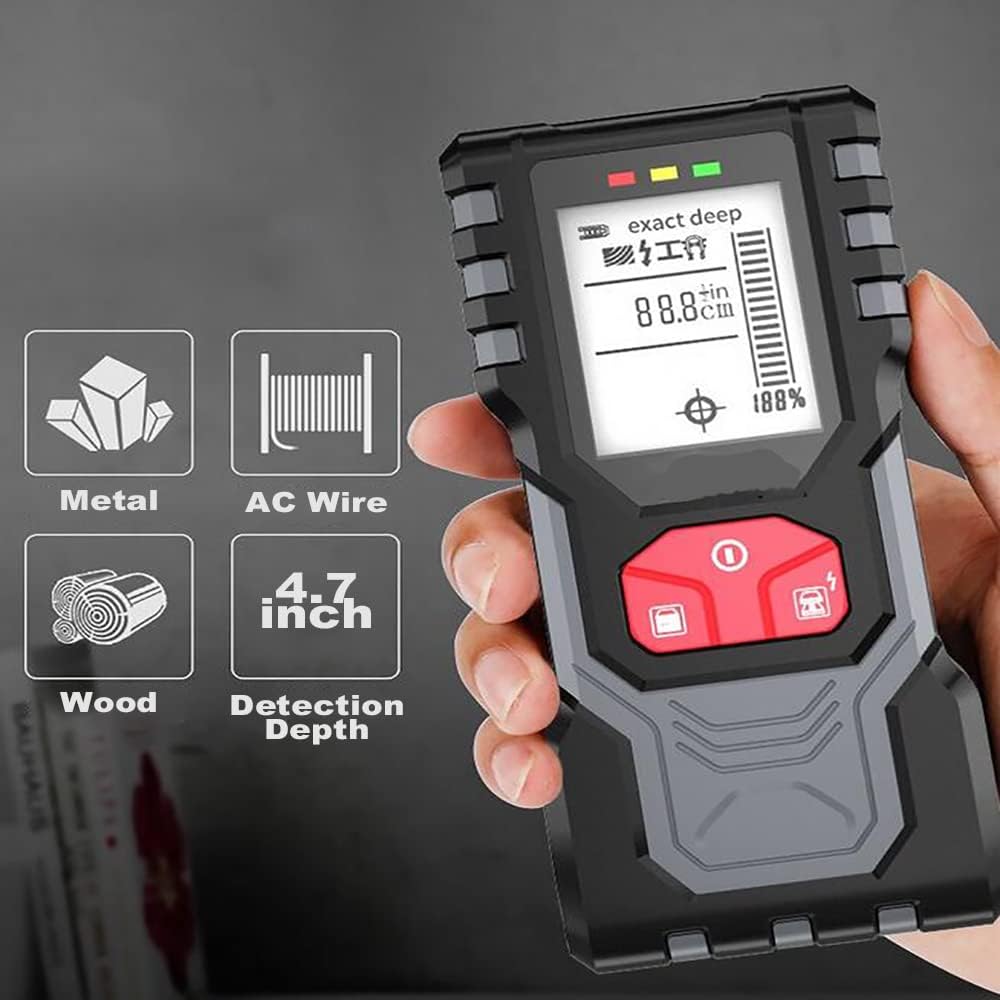 NEWTRY Stud Finder Wall Scanner, Digital Wall Detector, for Wood Metal Cables Copper Pipes AC Wire, with Smart Sensor, Microprocessor Chip, Backlit HD LCD Display