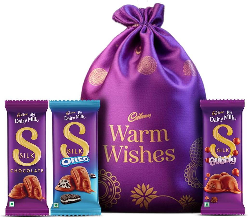 Cadbury Dairy Milk Silk Special Assorted Valentine's Chocolates Potli Gift Pack with Teddy keychain,232 gram